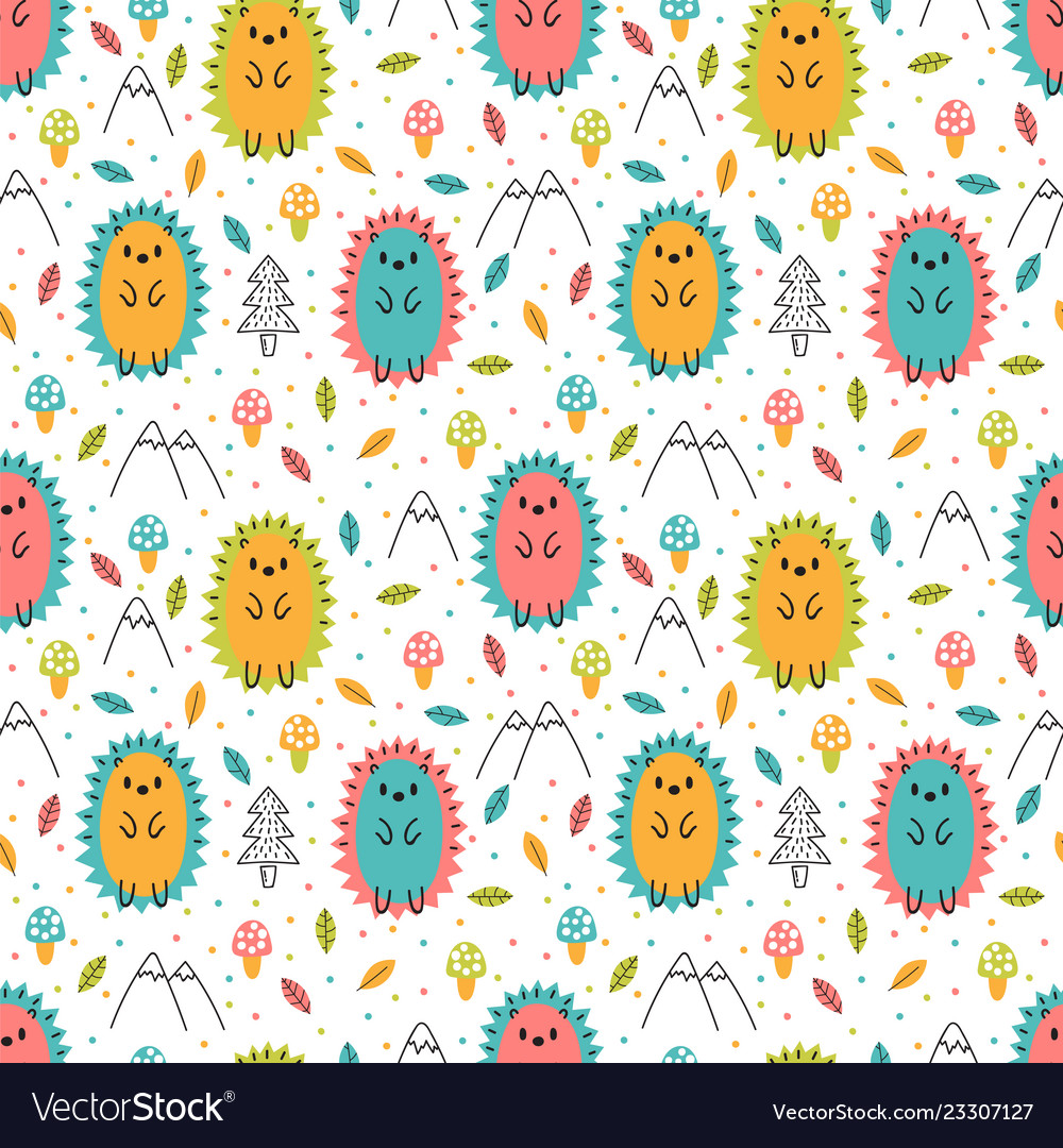 Hand drawn seamless pattern with cute cartoon