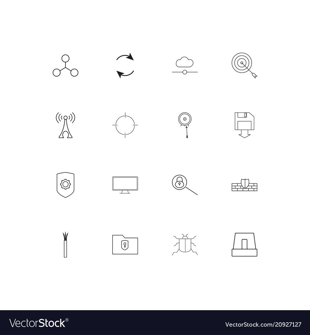 Internet security linear thin icons set outlined