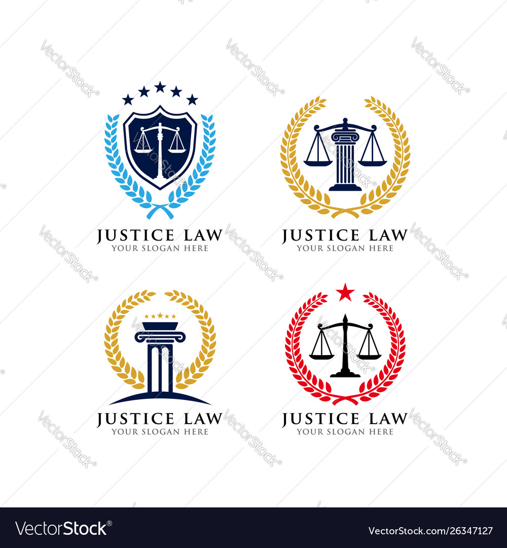 Justice law emblem logo design template Royalty Free Vector