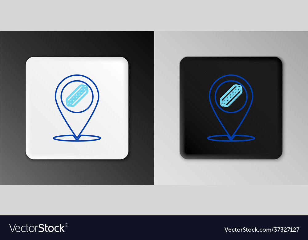 Line map pointer with fast food hotdog icon Vector Image Line map pointer with fast food hotdog icon