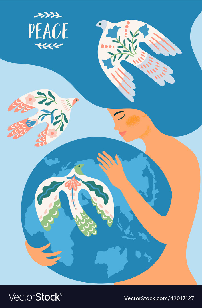 Peace woman and dove of Royalty Free Vector Image