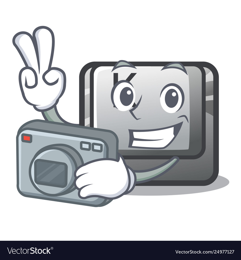 Photographer button k on a character computer Vector Image Photographer button k on a character computer