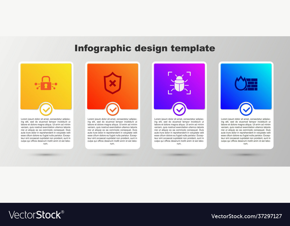 Set cyber security shield with cross mark system vector image Set cyber security shield with cross mark system