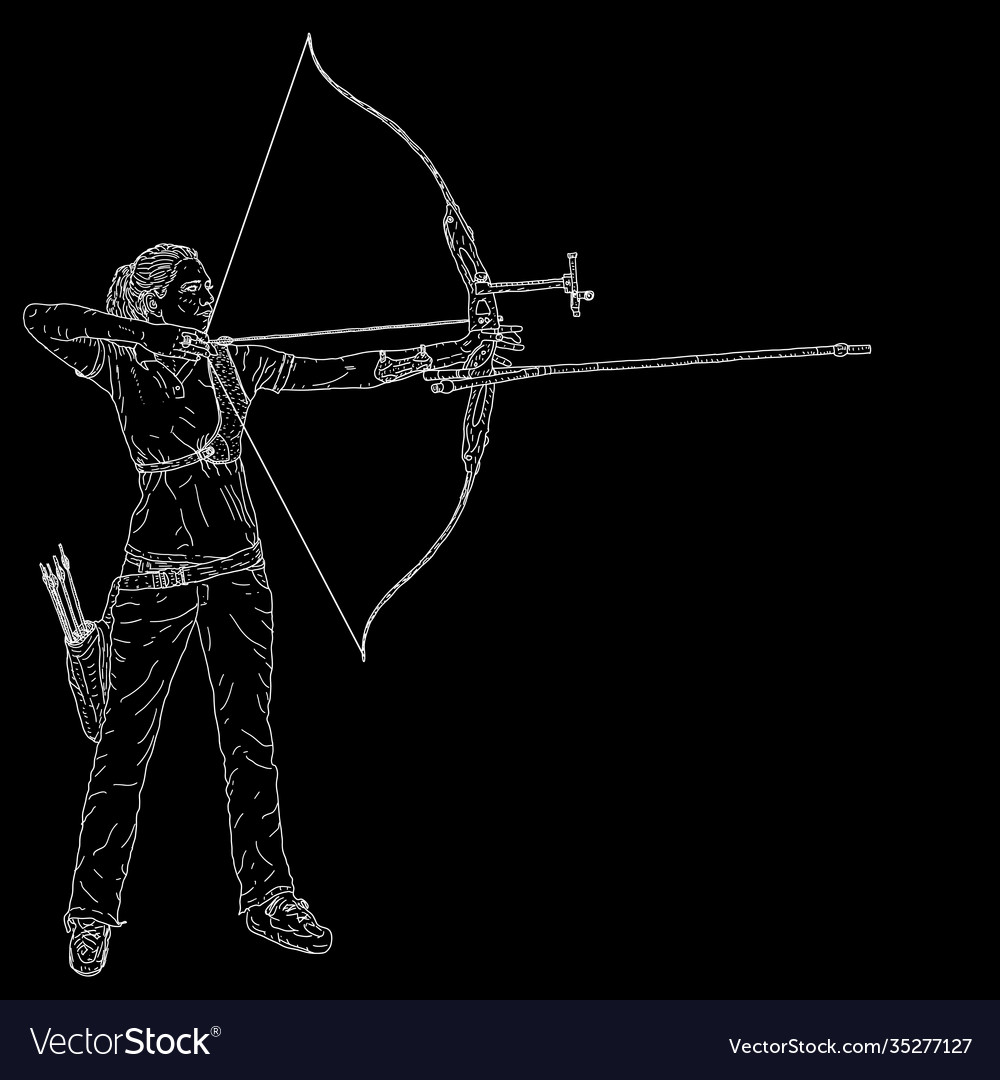 Sketches silhouettes attractive female archer Vector Image Sketches silhouettes attractive female archer