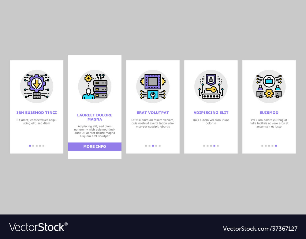 System work process onboarding icons set vector image System work process onboarding icons set