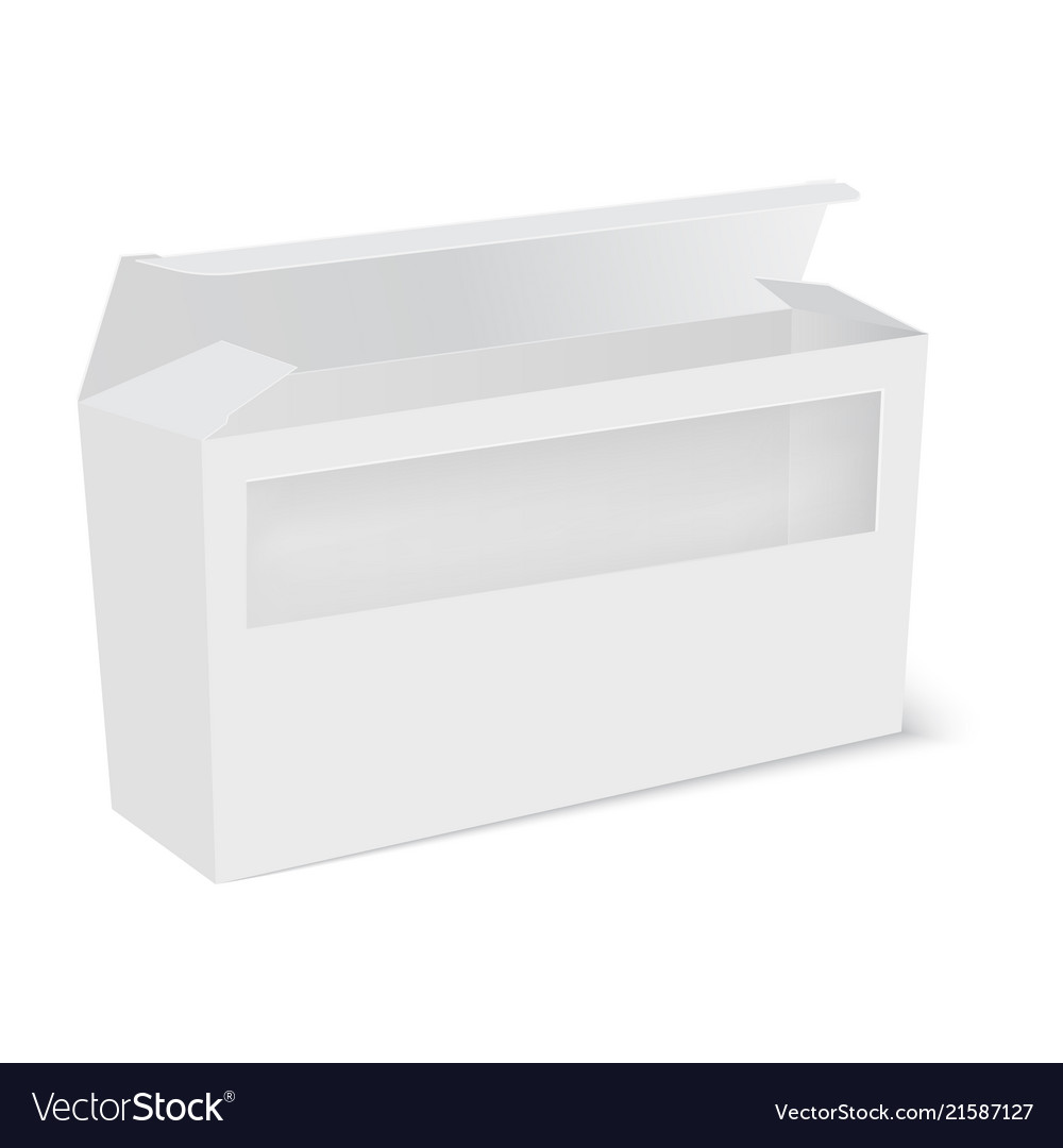 White product package box with window vector image White product package box with window