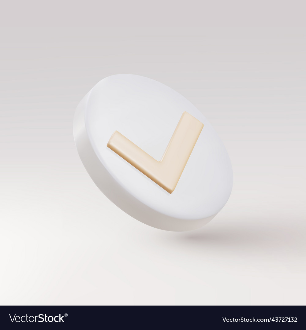 3d realistic check mark button - ok app icon