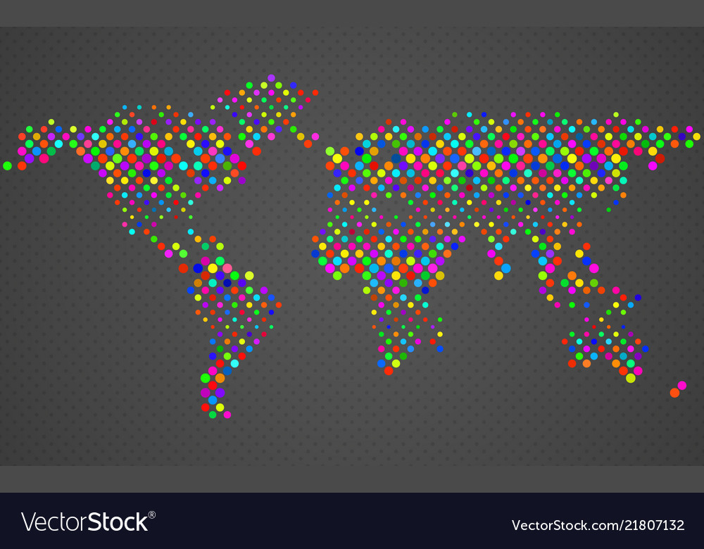 Abstract world map of colorful circles