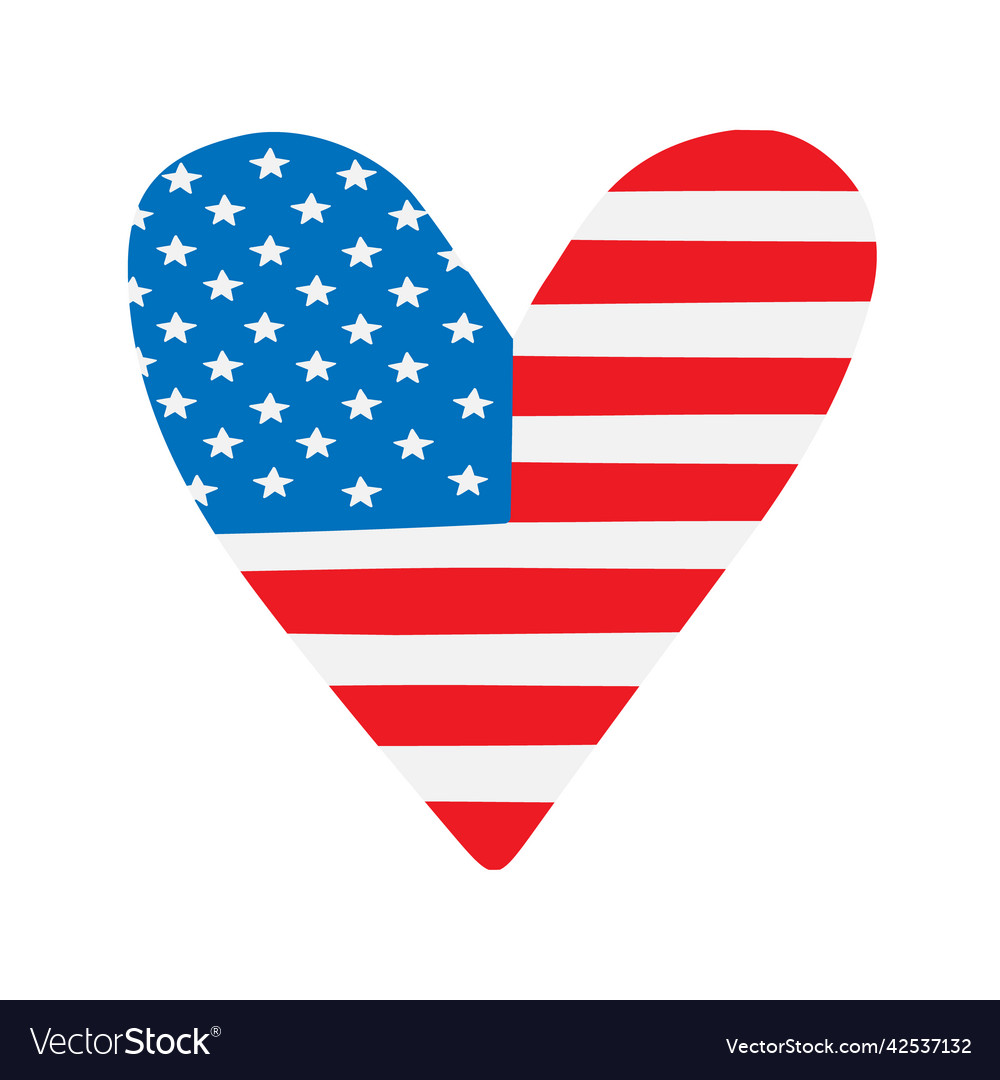 American Flag Heart Doodle
