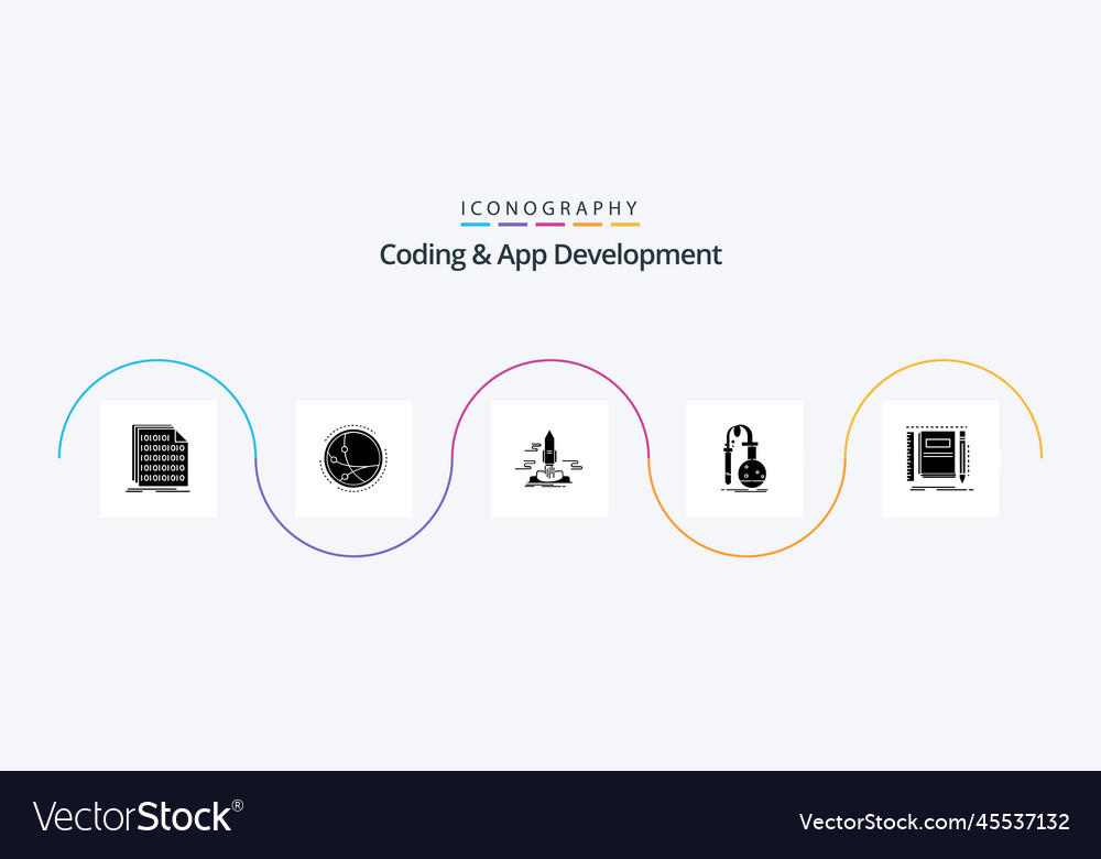 Coding and app development glyph 5 icon pack
