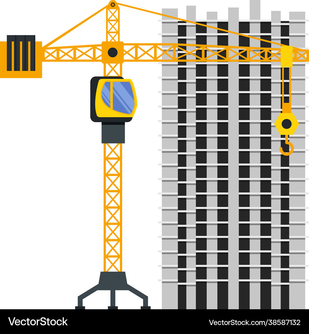Construction building tower crane Royalty Free Vector Image