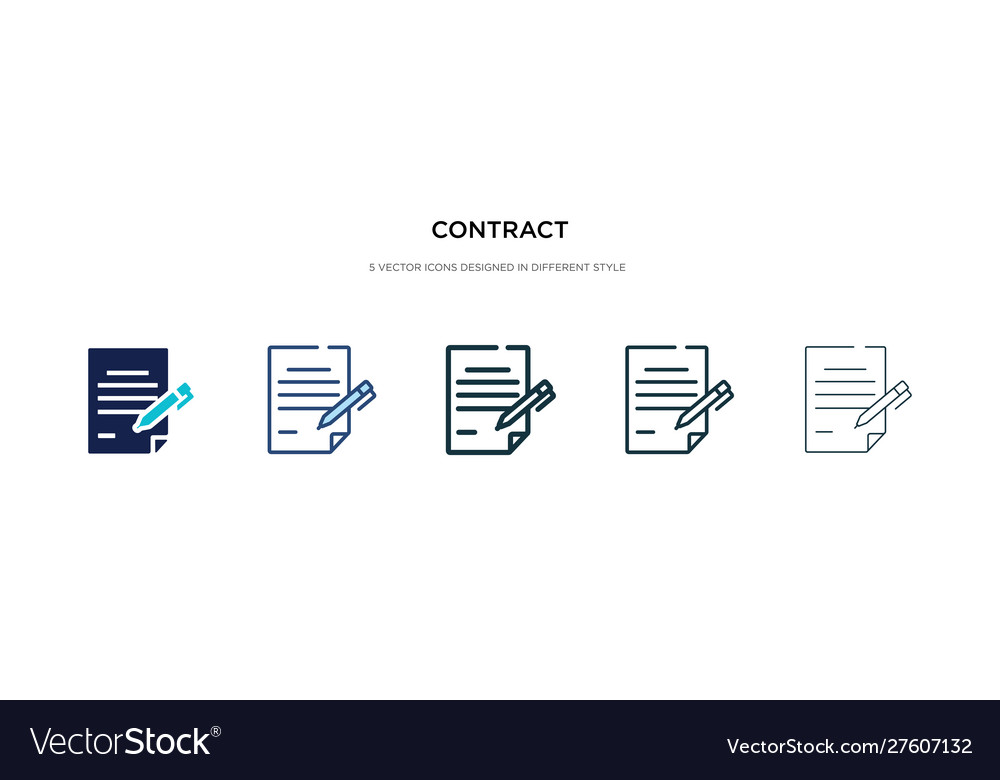 Contract icon in different style two colored vector image Contract icon in different style two colored