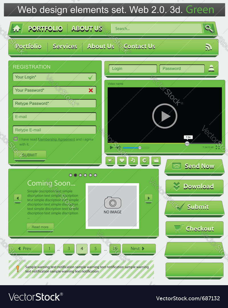 Creative web design elements set