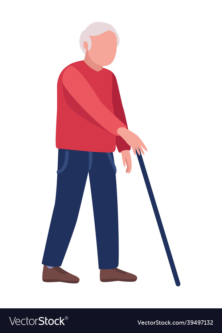 Grandfather blind using cane Royalty Free Vector Image