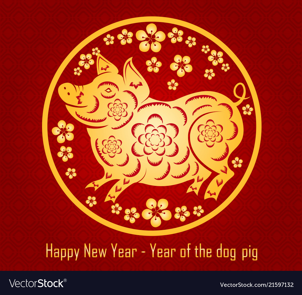 Happy chinese new year 2019 of the pig lunar