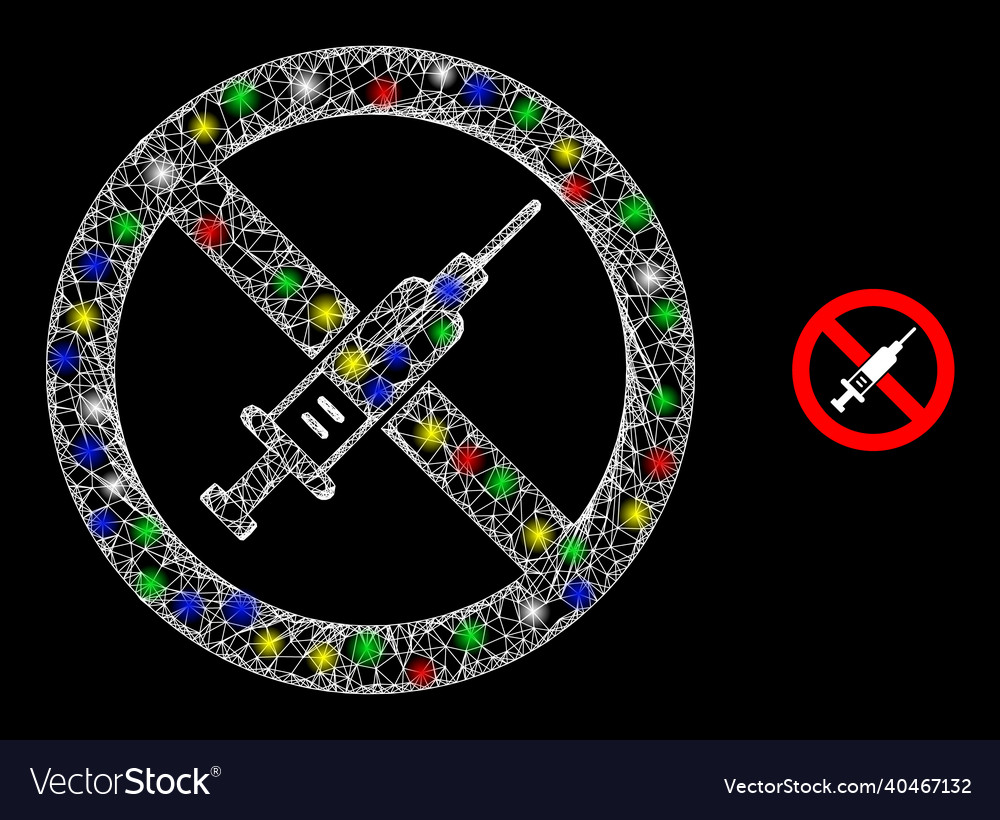 Illuminated hatched net stop vaccine icon vector image Illuminated hatched net stop vaccine icon