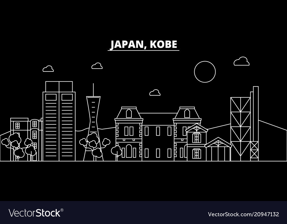 Kobe silhouette skyline japan - city