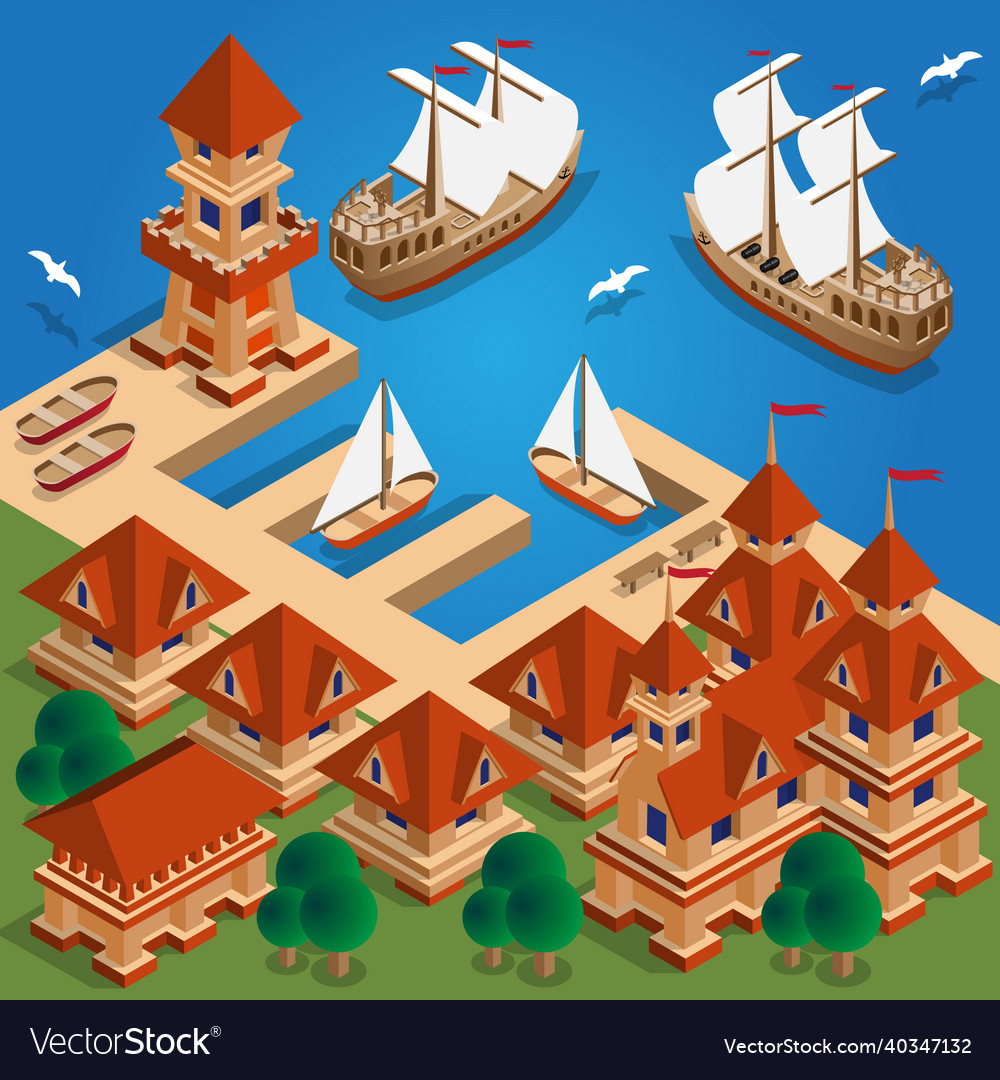 Medieval port Royalty Free Vector Image - VectorStock