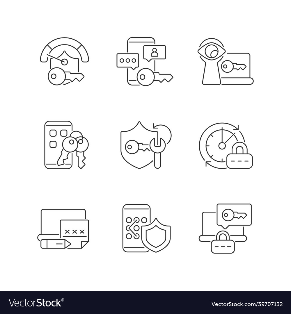 Password requirements linear icons set vector image Password requirements linear icons set