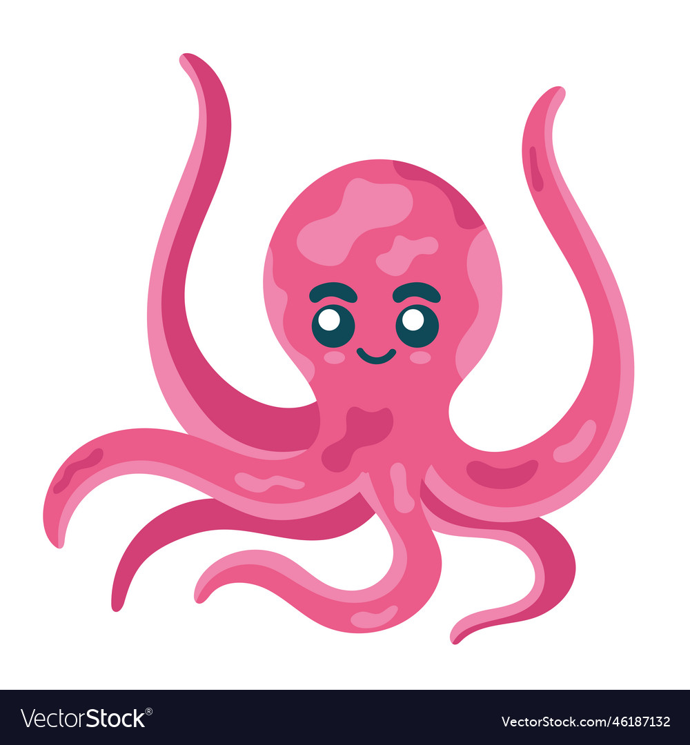 Pink octopus sealife animal Royalty Free Vector Image