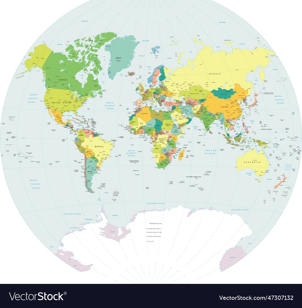 Political world map Royalty Free Vector Image - VectorStock