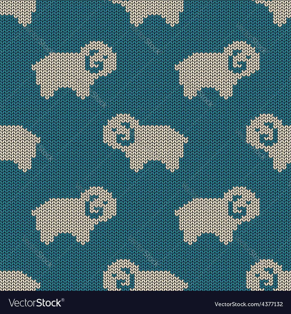 Seamless Knitted Pattern With Sheep