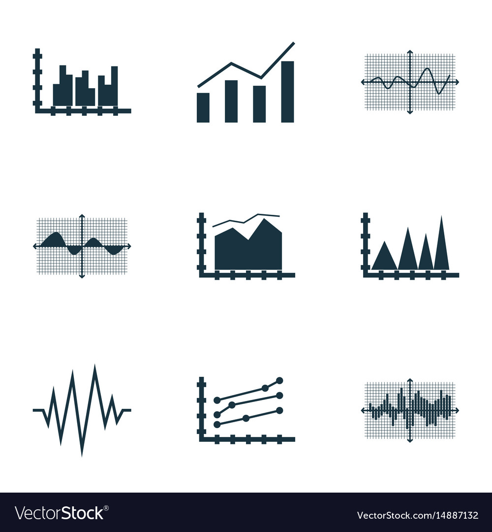 Set of graphs diagrams and statistics icons