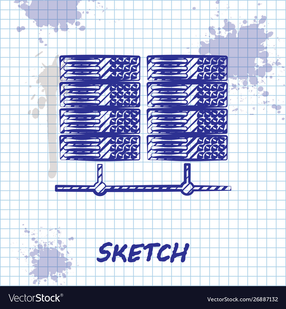 Sketch line server data web hosting icon
