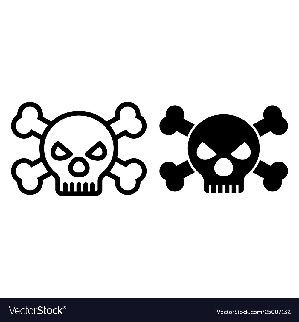 Skull and bones line glyph icon danger