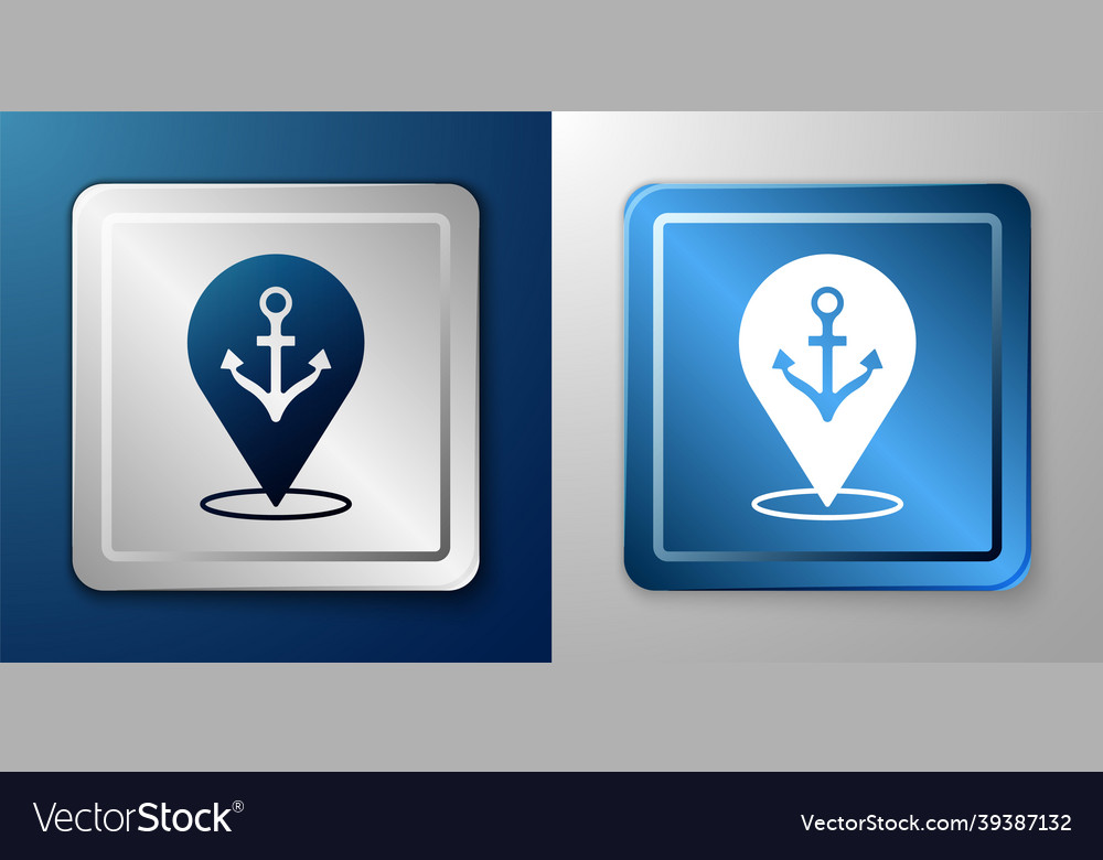 Weißer Kartenzeiger mit Ankersymbol isoliert vector image Weißer Kartenzeiger mit Ankersymbol isoliert