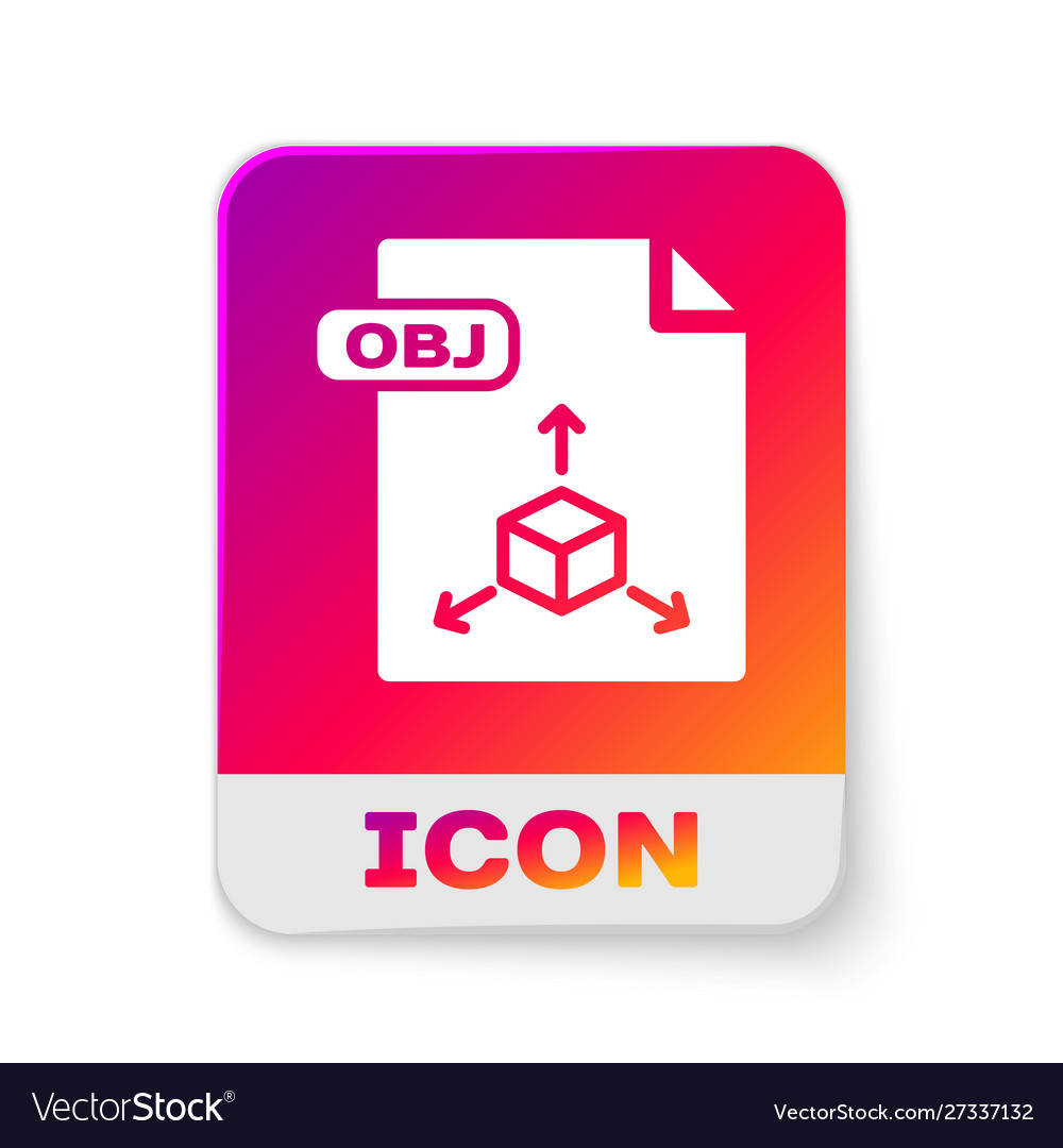 White obj file document download button icon vector image White obj file document download button icon