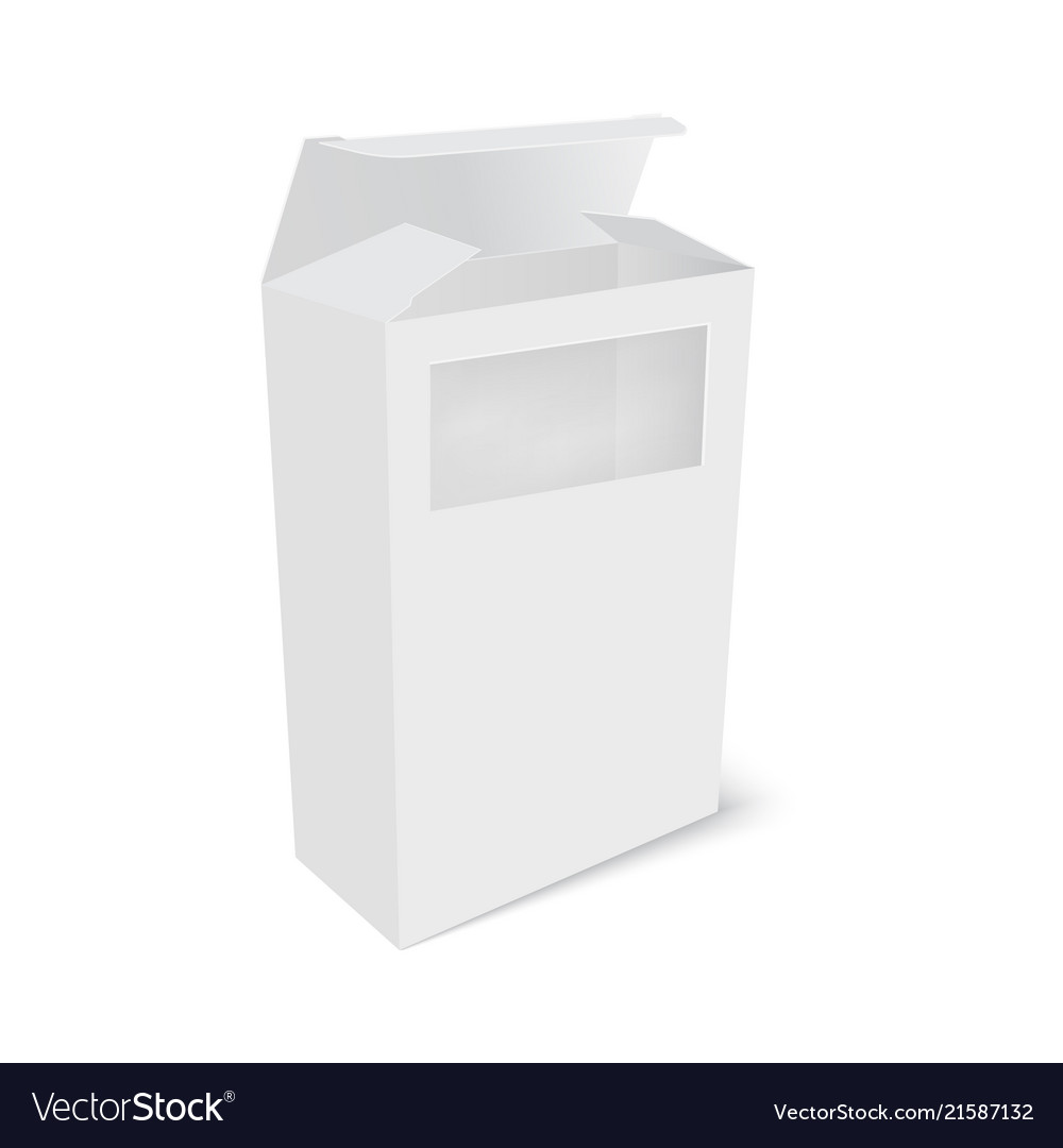 White product package box with window vector image White product package box with window