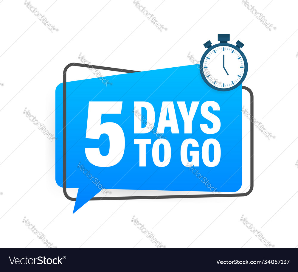 5 days to go countdown timer clock icon time