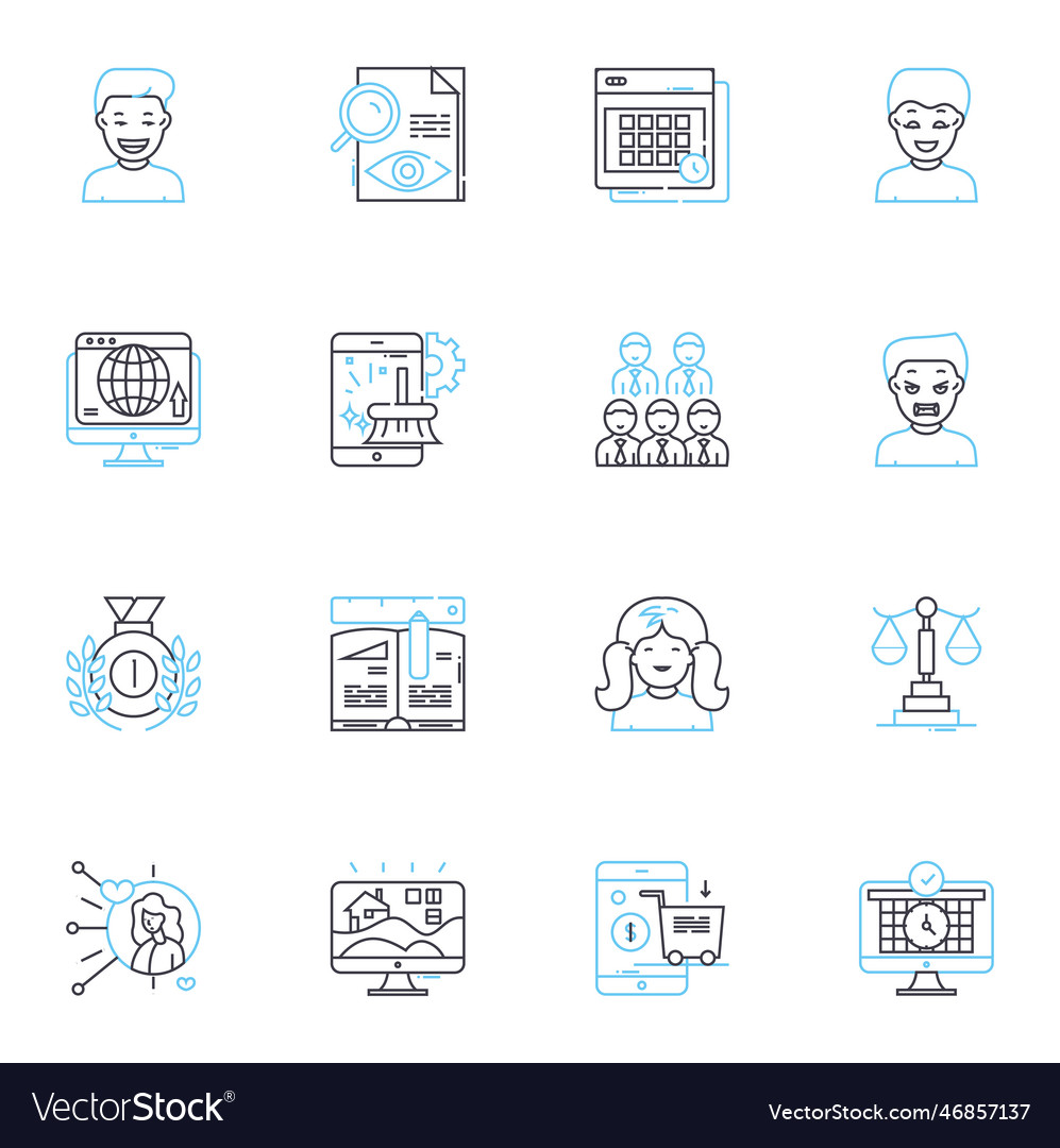 Assembly partners linear icons set collaboration