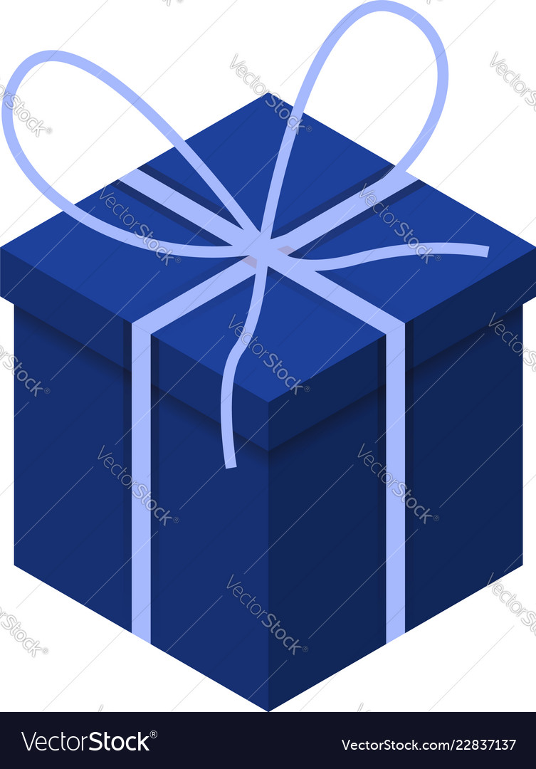 Blue Gift Box Icon Isometric Style Royalty Free Vector Image