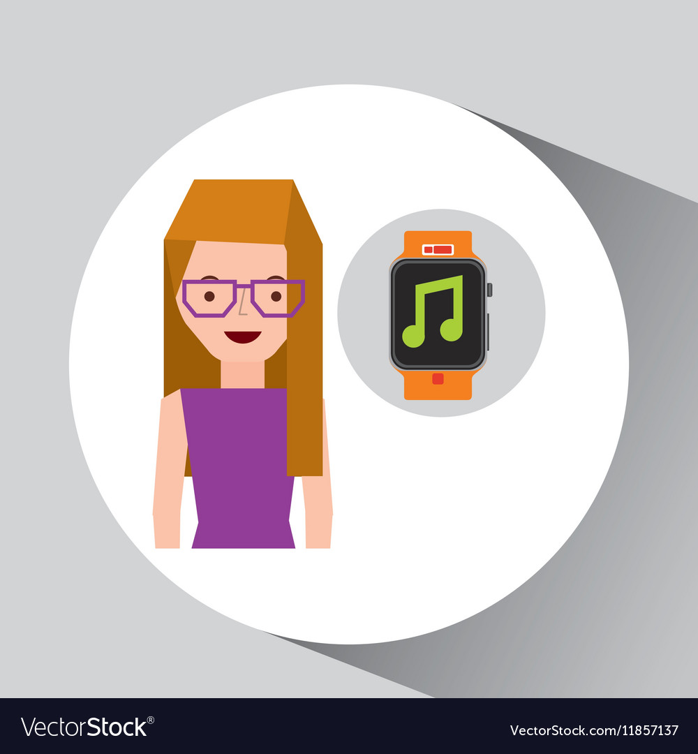 Cartoon girl smart watch app music Royalty Free Vector Image Cartoon girl smart watch app music Royalty Free Vector Image