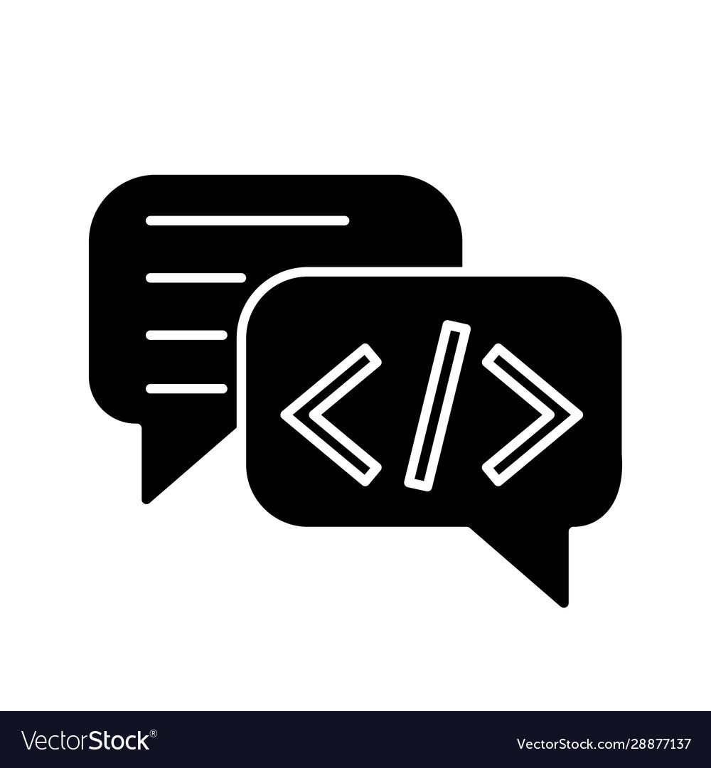 Chatbot coding glyph icon vector image Chatbot coding glyph icon