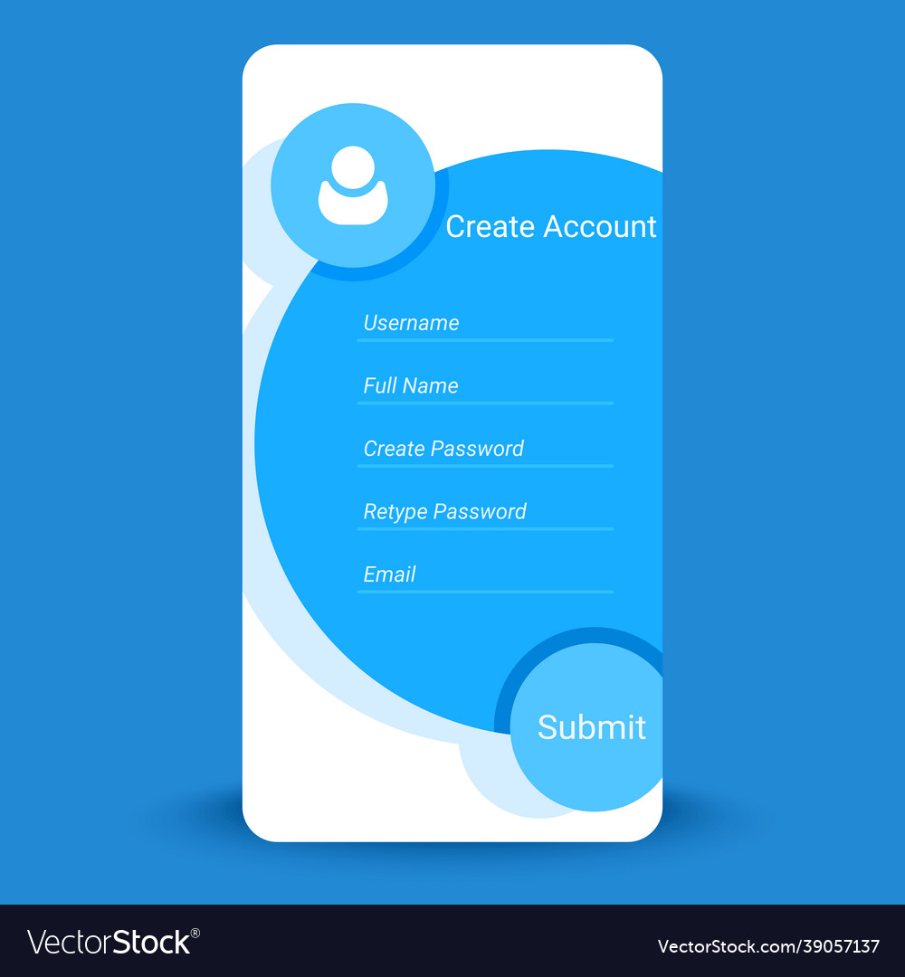 Create account user interface design