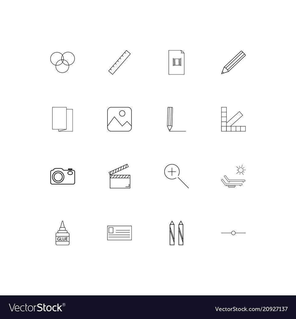 Creative process and design linear thin icons set
