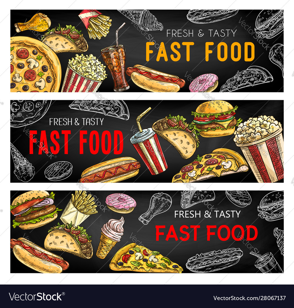 Fastfood menu fast food burgers and sandwiches Vector Image