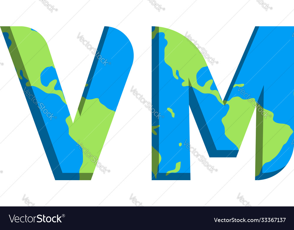Initial vm logo design with world map style