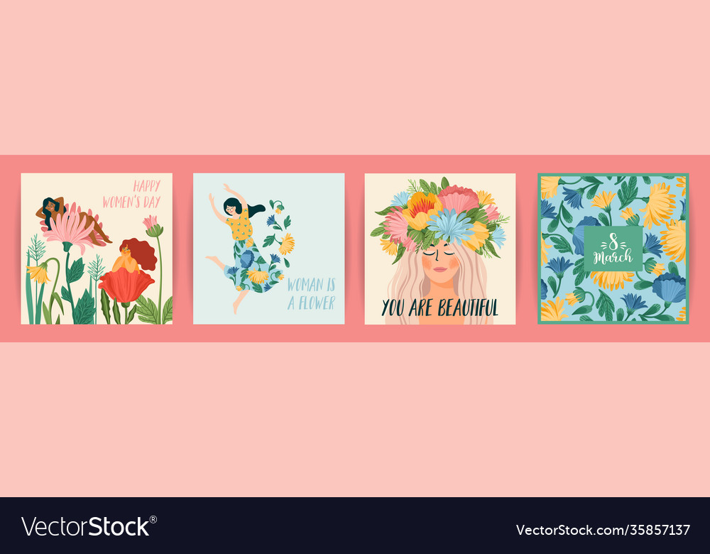 International women s day set templates Royalty Free Vector