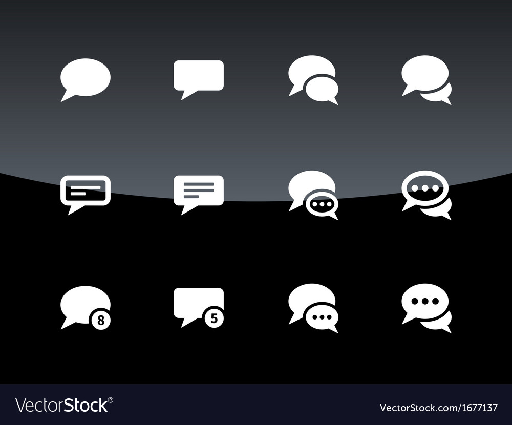 Message bubble icons on black background