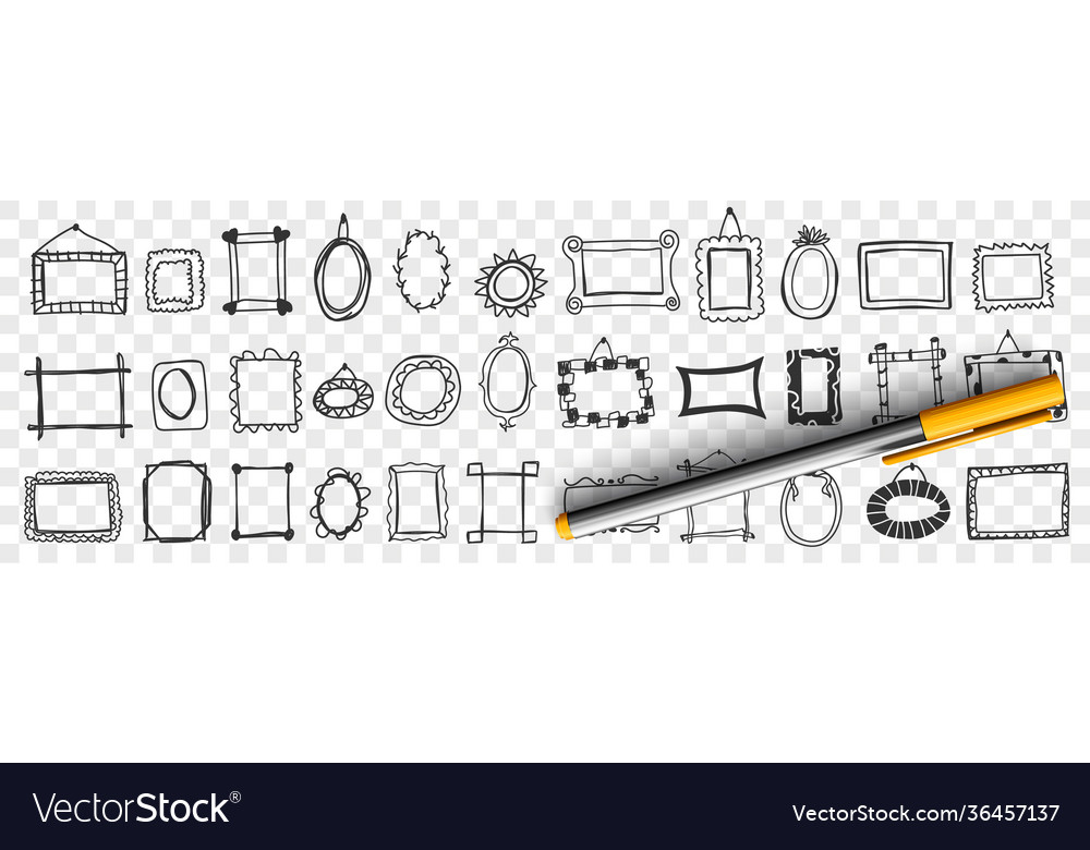 Mirrors and frames doodle set