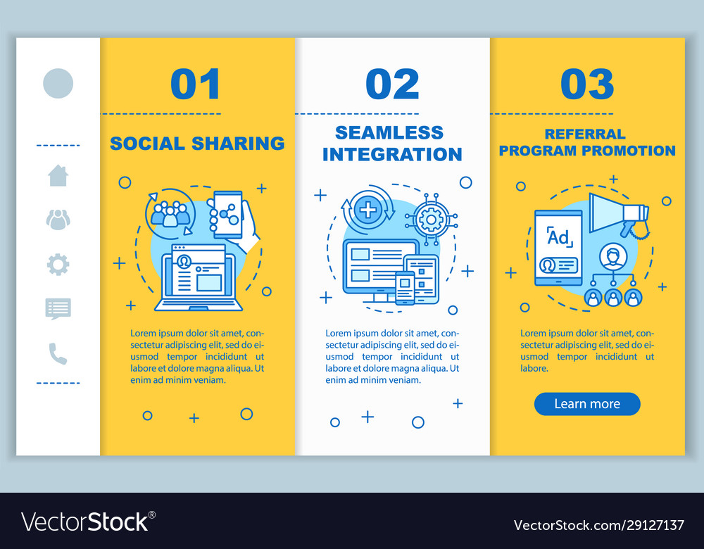 Referral program key items onboarding mobile web vector image Referral program key items onboarding mobile web