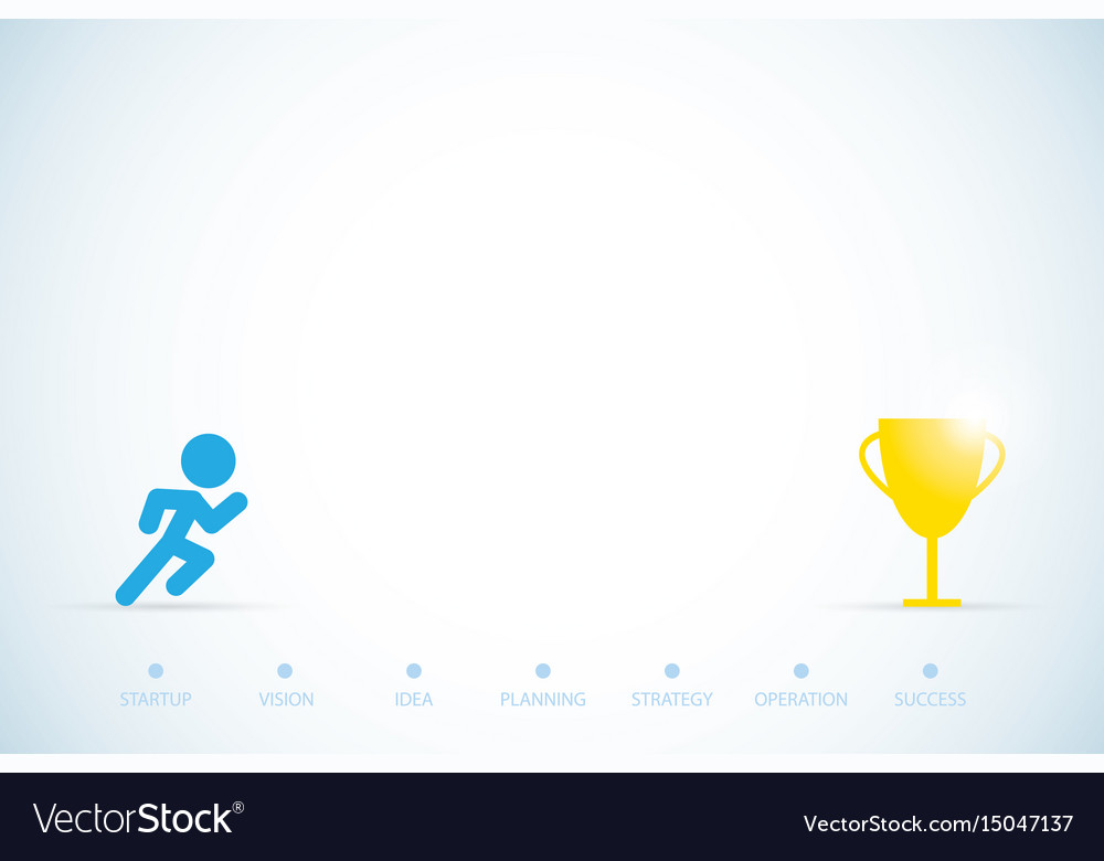 Running man with trophy and text startup concept