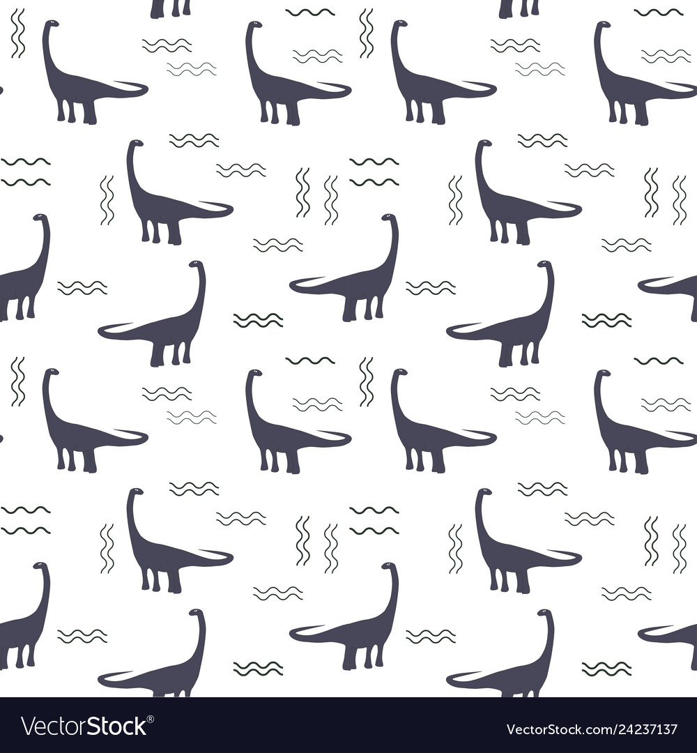 Seamless pattern with dinosaurs and lines
