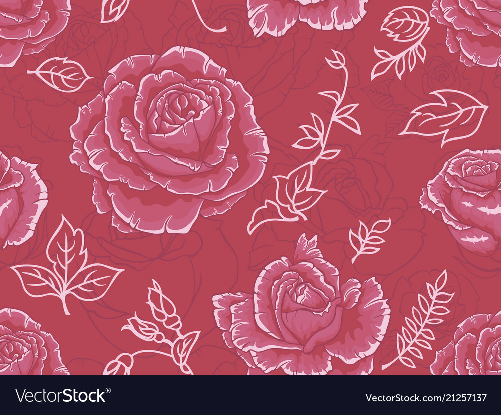 Seamless pattern with red roses vector image Seamless pattern with red roses
