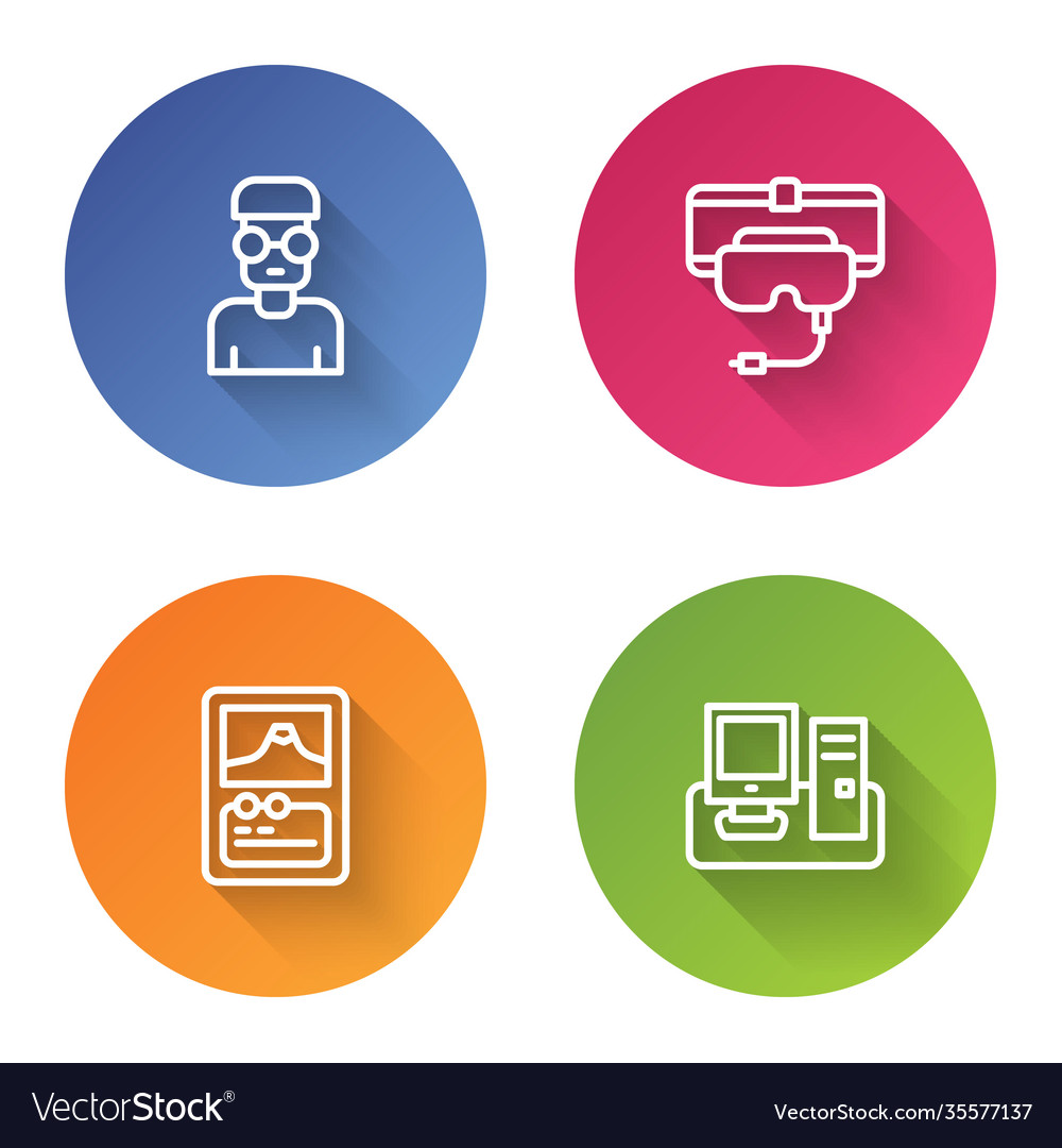 Set line nerd geek virtual reality glasses card vector image Set line nerd geek virtual reality glasses card