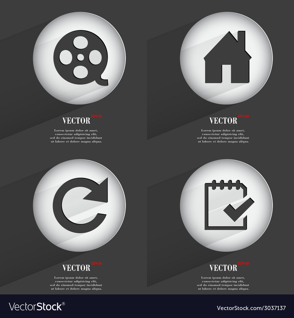 Set of 4 flat buttons icons with shadows